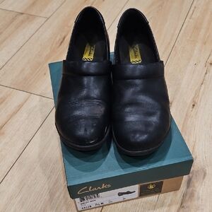 Clarks Grasp Idea Black Leather Mules Size 7 1/2